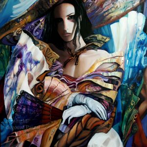 Impression d' art de l' œuvre "fille dans un jardin exotique"